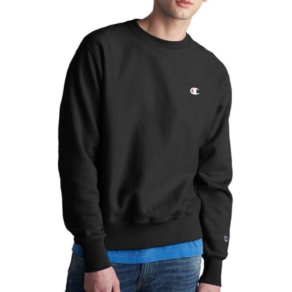 CHAMPION  REVERSE WEAVE CREWNECK C LOGO  SWEATSHIRT HEAVYWEIGHT BLACK UNISEX - Picture 5 of 15